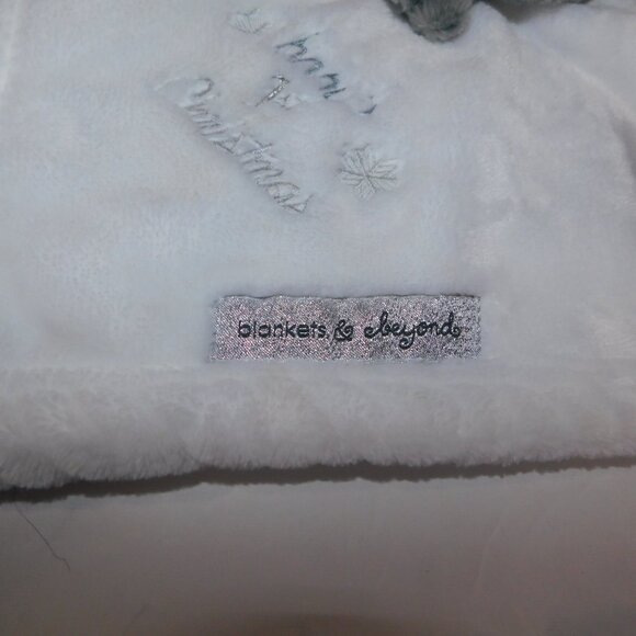 Blankets & Beyond Baby's 1st Christmas White Owl Gray Earmuffs Security Blanket - Picture 5 of 7